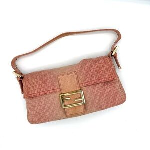 Fendi Pink Ombré Denim Baguette Shoulder Bag with Gold Hardware